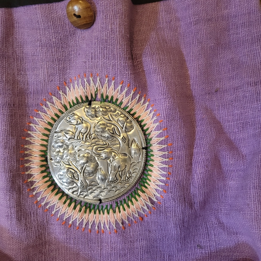 Silver Elephant Embroidered Bag - Picture 4 of 10